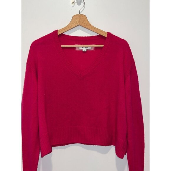 Re/Done Fushia  V-Neck Wool Cashmere  Pullover Sweater Women's Size M Medium - Picture 2 of 8